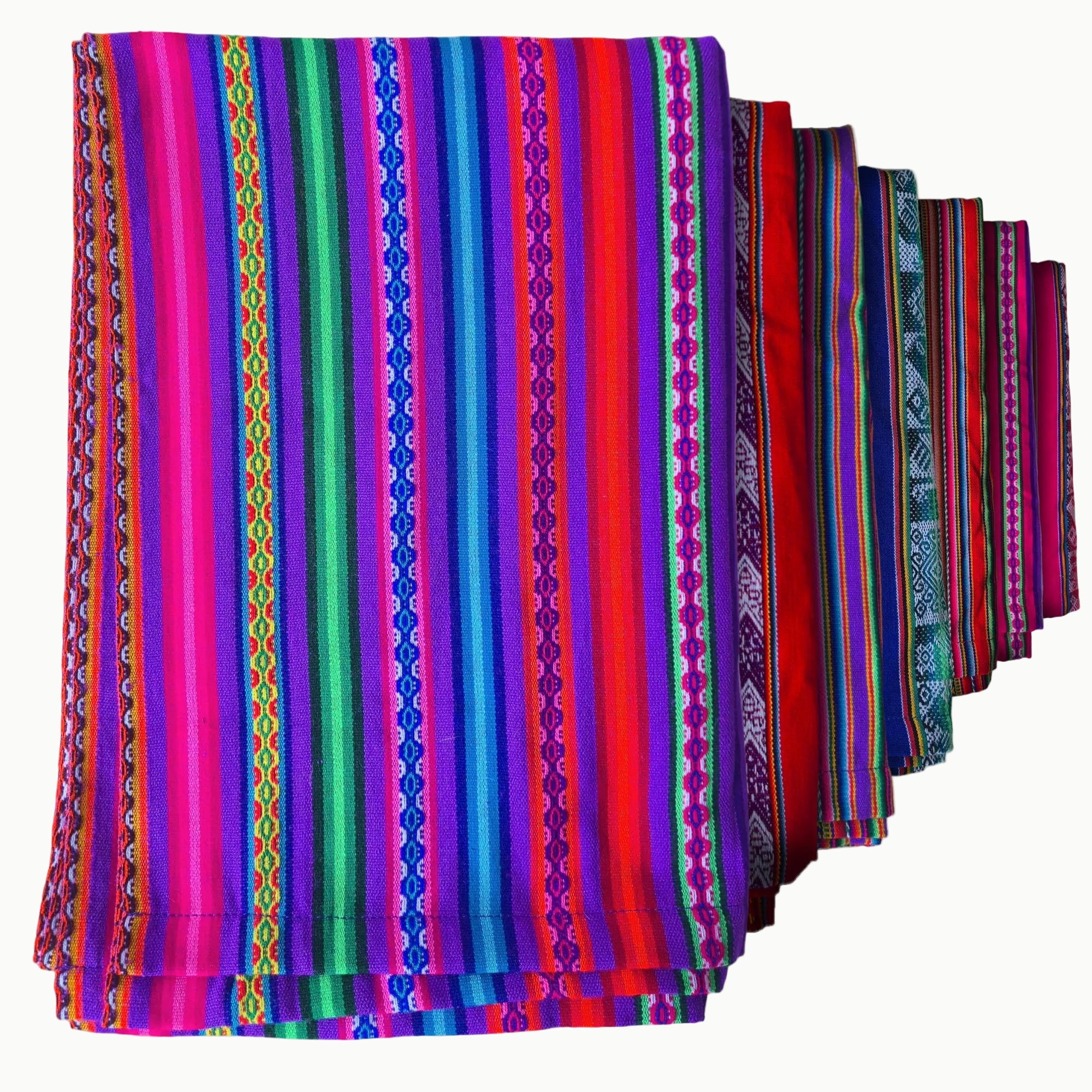Lucio Fabrics Unique Native Peruvian Throw Thin Blanket 70'' x 47'' (Purple Festive Rainbow)