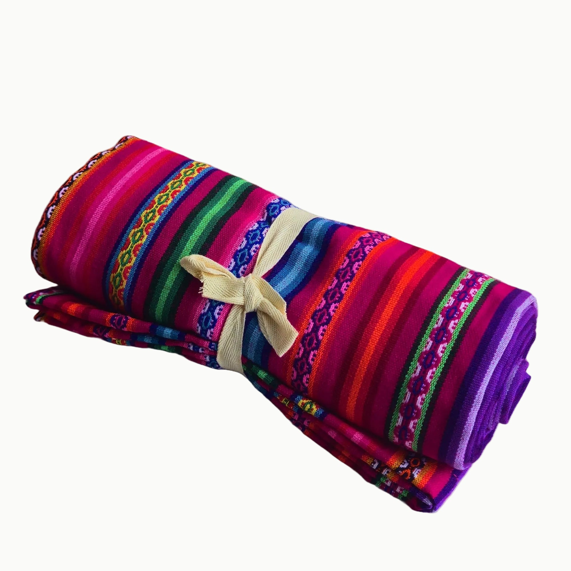 Lucio Fabrics Unique Native Peruvian Throw Thin Blanket 70'' x 47'' (Fuchsia Festive Rainbow)